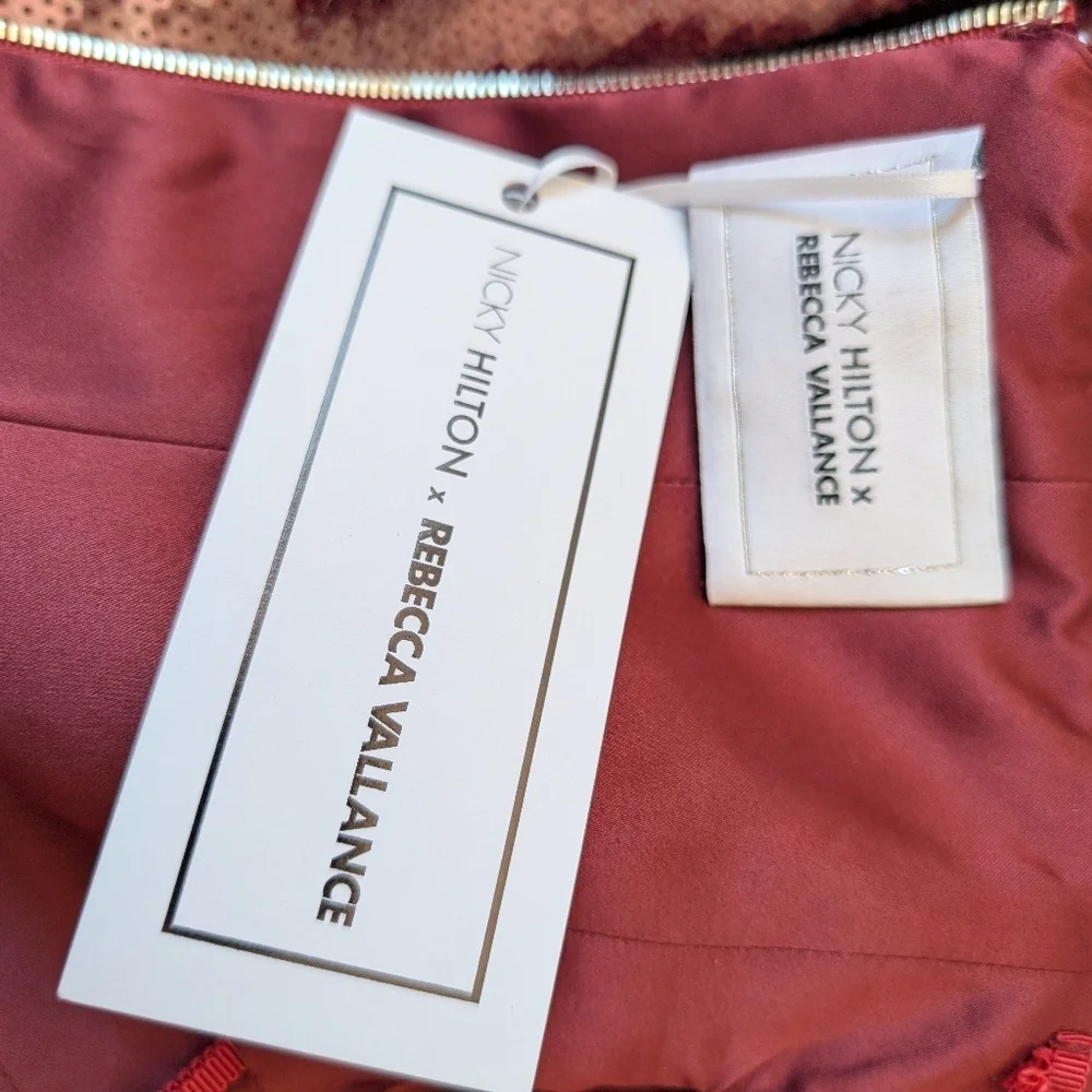 Rebecca Vallance X Nicky Hilton 4 Burgundy Sequin Mini Dress Celebrity formal
